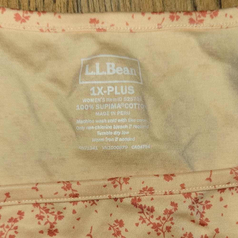 L.L. Bean Peach and Red Floral Top - Picture 2 of 4